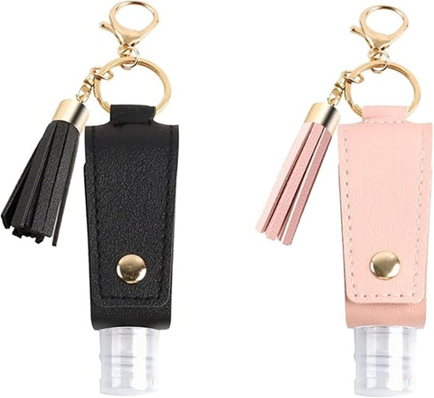 Cbhoktyue 2 Pcs Hand Sanitizer Holder Keychain, Portable Empty Squeeze Bottles Hand Sanitizer