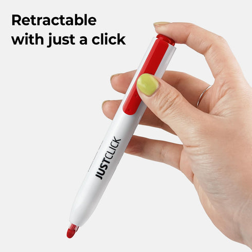 Carrotez Retractable Dry Erase Markers - Low Odor Whiteboard Markers, Bullet Tip, Thin Barrel, 12 Count, Red