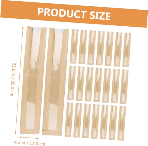 100pcs Packaging SMASOLO French Bread Bags with Window Oil-resistant Homemade Bread for Bakeries Cafes and Food Storage