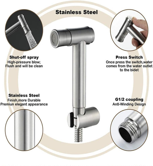 VNFOCRQJH Set, Handheld Bidet Sprayer Cloth Diaper Sprayer for Toilet Attachment, Pet Dog Bath, Bathroom Cleaning