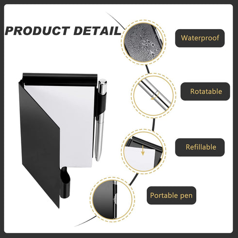 Chinco 4 Pieces Metal Pocket Notebook, Portable Aluminum Notepad, Refillable with Mini Pen and Paper for Note Jotting