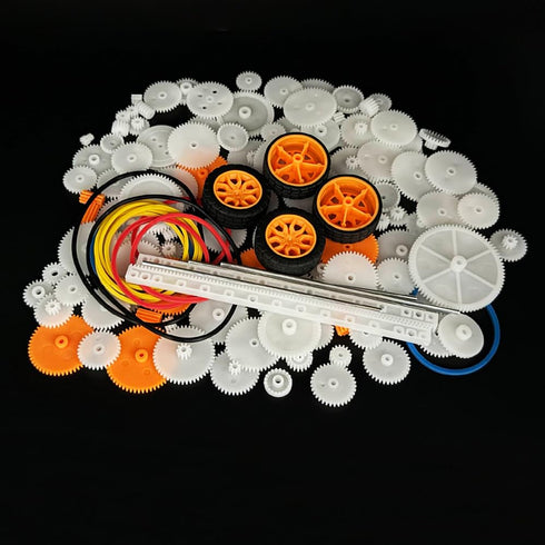 Nieustraszony 150PCS Set (150) Plastic Gear Kit Toy Wheel with Shaft Axles Rubber Band Small Gear for Motor RC Car