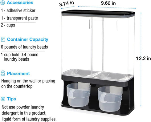Conworld Laundry Detergent Dispenser, Wall-Mounted Scent Booster Beads Dispenser for Laundry Organizer, Laundry Beads