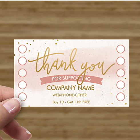 Blue Skies Plus Customize YOUR COMPANY Thank you Loyalty Punch Business Cards Personalized with your
