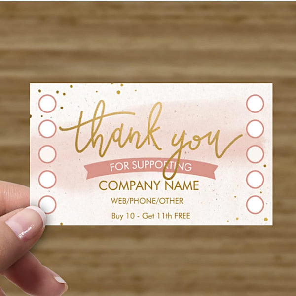 Blue Skies Plus Customize YOUR COMPANY Thank you Loyalty Punch Business Cards Personalized with your