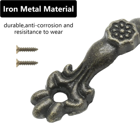 24 Pcs 1.68 inch Antique Drawer Pulls, Decorative Handles for Dresser Drawer Jewelry Box, Bronze