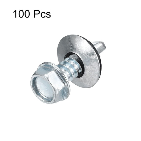 uxcell #14 x 3/4" Self Drilling Screws - 100pcs Zinc Plated Steel Roofing Screws with Rubber Washer