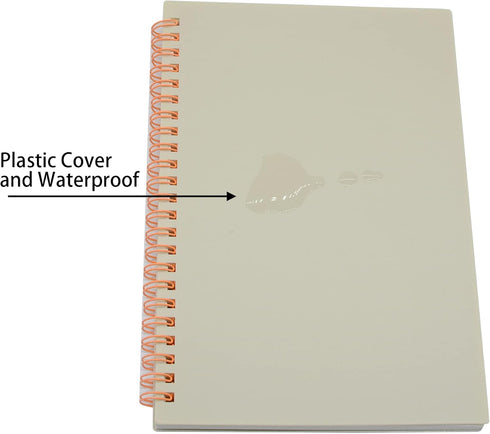 Yansanido Spiral Notebook, 6 Pcs, A5 White Thick Plastic Hardcover, 7mm College Ruled, 80 Sheets, 6 White A5