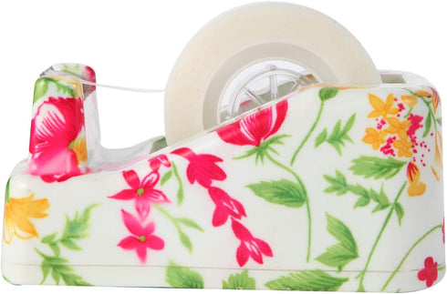 VIBRANZ-LAB Cute Tape Dispenser, Fun Desk Accessories, Floral Tape Dispenser, Cute Office Supplies for Women, Weighted