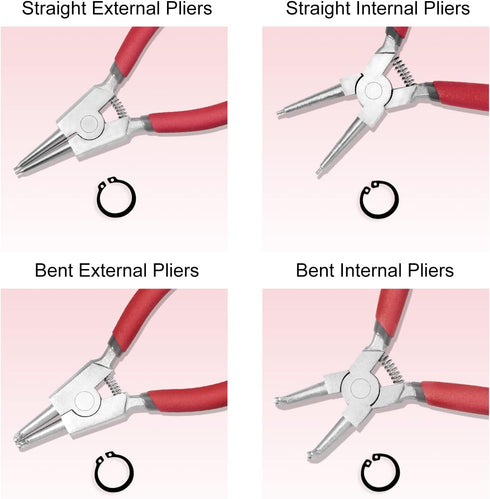 External Circlip Pliers with Bent Jaw, 5-Inch Snap Ring Pliers for Retaining and Removing Hoses