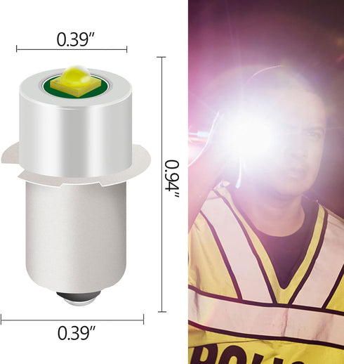 2 Pack LED Flashlight Replacement Bulb, 18V 12V 19.2V 6-24 Volt, 3W 247LM, PR2 P13.5S LED Conversion Kit