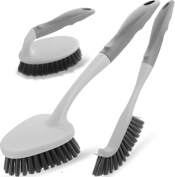 Mgitecy 3 Pack Heavy Duty Scrub Brush Set for Household Use, Long Scrub