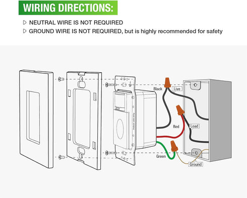 RAYZEEK Needed,5A,Single Motion Sensor Light Switch, No Neutral Wire Required, No Ground Wire Pole