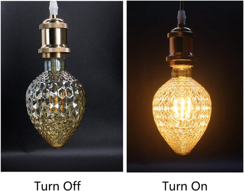 VicFlora Bulbs, Bulbs 4W G30 E26 2200K Bulbs Dimmable Pack 2 Vintage Edison LED Strawberry Shaped Light Base Warm White