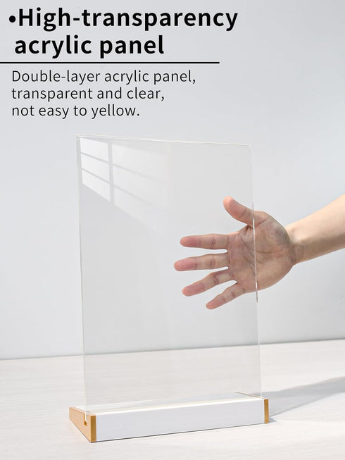 3 Pack 8.5X11 Acrylic Sign Holder for Wedding Anniversary Party, Vertical White Tabletop Sign Display for Business