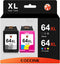 COCCINK 64XL Ink Cartridge Replacement for HP Envy Inspire 7255e, 7955e, 7958e, Envy Photo 7855, 7858, 7120, 7155,