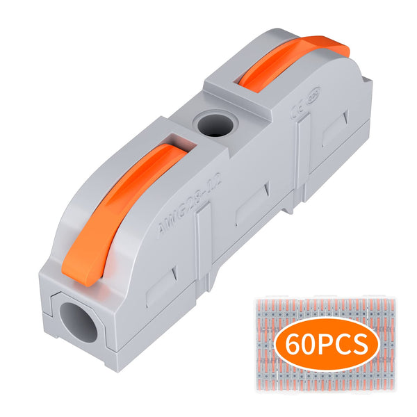 60pcs Lever Wire Connectors, Push-in Inline Electrical Wire Connector, Quick Connect Splice Wire Connectors