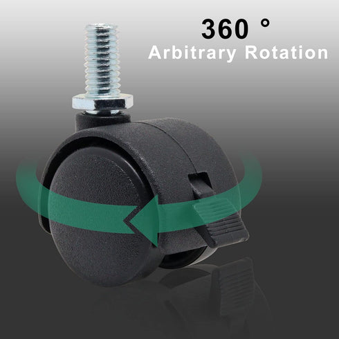 4 PCS 1 Inch Threaded Stem Caster Wheels, Nylon Locking Swivel Casters with Brake for Furniture