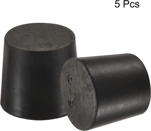 MECCANIXITY Rubber Tapered Plug 24mm to 28mm Black Solid Test Tubes Bungs Stopper, 5 Pieces