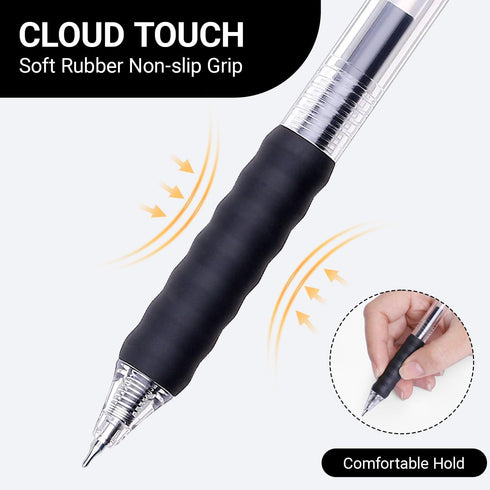 Black Gel Pens Bulk - 30 Pack Fine Point Smooth Writing No Smudge, 0.7mm Gel Ink, Retractable Rollerball