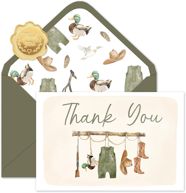 FYSUIMU 50 Pack Baby Shower Thank You Cards Green Baby Cloth Mallard