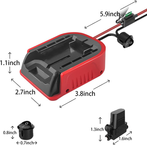 Laimiao 2 Pack 20V Terminal,14 Power Wheel Adapter for Craftsman Battery,Dock Battery Adapter with Fuse, Wire Gauge