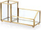 Hipiwe Glass Business Card Holder with Pen Pencil Cup, Gold Metal Name Card Display Organizer for Office Desk