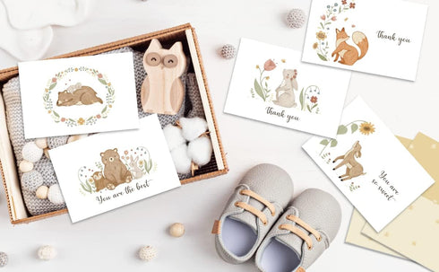 4x6 20-Pack) Gooji Woodland Thank You Cards with Envelopes (Bulk Matching Peel-and-Seal Envelopes Assorted Bulk