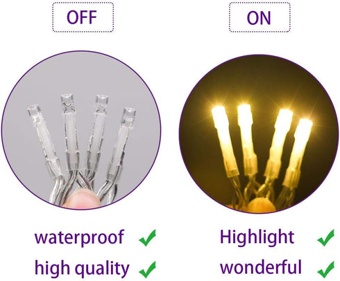YASENN 100LED 9.9Ft Icicle String Lights, 8 Lighting Modes with Timer, Connectable Fairy Plug-in for Christmas
