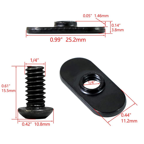 Zadery 1/4"-20 1/4"-20 1/2" 10 1.0'' 20Packs, Centered Slide in Economy T-Nut for T Slot Track with x Bolt, Applicable