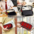 Plaid Check Pencil Pouch - Scottish Tartan High Capacity Pencil Case, Stationary Bag, Cosmetics Bag (Red White)