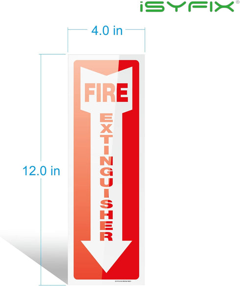 iSYFIX Fire Extinguisher Signs Stickers – 5 Pack, 4x12 Inch, Premium Self-Adhesive Vinyl Decal, Indoor & Outdoor