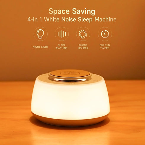 AUGE LIGHT Mini Table Lamp with White Noise Machine - Stylish & Functional