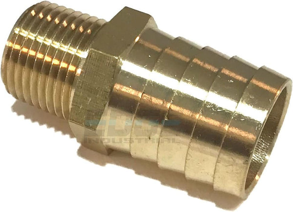 3/4" Hose ID to 3/8" Male NPT Straight Brass Fitting for Fuel, AIR, Water, Oil, Gas, WOG (Qty 1)