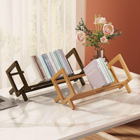 Fox Claw 16"-L) Wood Tilting Bookcase in Living Room/Home/Office, Desktop Book Shelf Organizer Bookshelves Storage Rack