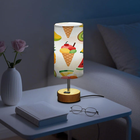 MOOCG 3 Dimmable Fruit Ice Cream Touch Control Table Lamp with Fabric Shade, Color Temperatures LED Desk Lamp, Eye