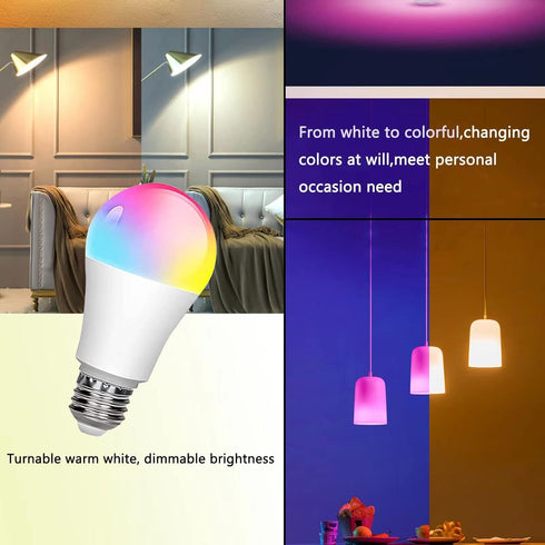 RGB LED Light Bulb, 40W Equivalent, 5W A19 E27/E26, 6500K White, 16 Color Choices, Dimmable Remote Control Bulbs