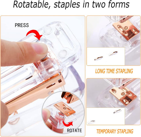 Rose Gold Office Supplies Set, Acrylic Stapler, Tape Holder, Scissors, Phone Holder, Ruler, 300 Notes & More