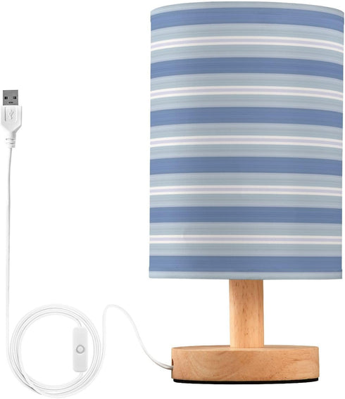 Gravopti Blue Stripes Table Lamp, Bedside Nightstand Lamp for Bedroom, Small Desk Lamp