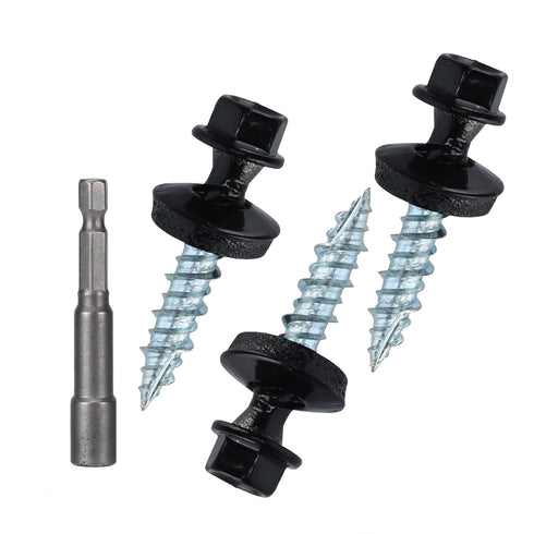 Metal Roofing Screws 10 x 1 inch, Black Hex Head Sheet Metal Roof Screw with EPDM Washer (250Pcs)