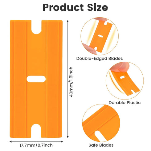 Aleric 200Pieces Plastic Razor Blades, Double Edged Plastic Blade for Scraper, Safety Razor Blades for Removing Labels