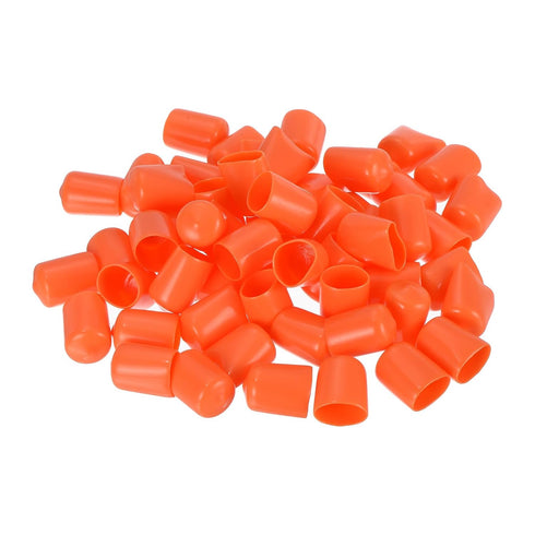 uxcell 100pcs Rubber End Caps, 15mm ID Vinyl Round Tube Bolt Cap Cover Protectors in Orange