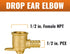 SUNGATOR 2 PCS Pex Fittings, 1/2 inch Drop Ear Elbow, 1/2" Pex to 1/2" Female NPT, No Lead Brass, ASTM F1807