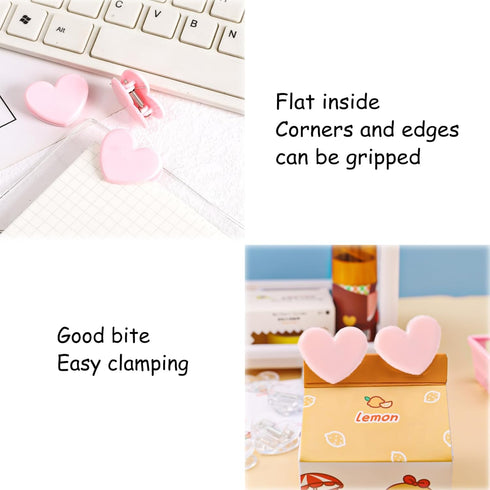 Heart Shaped Binder Clips, 30pcs, Mini Decorative Paper Clips, Paper and Bag Clips for Coffee Office Photos