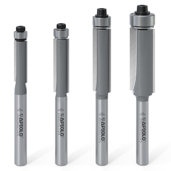 4PCS Flush Trim Router Bit Set, 1/4 Inch Shank YG6X Alloy Top