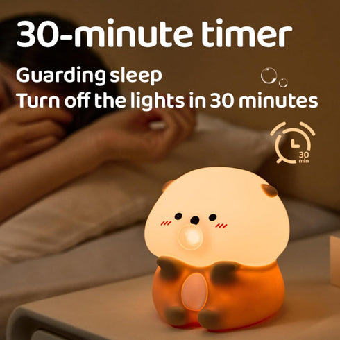 CQDAKET Dimmable, Sea Otter Night Light for Kids, Rechargeable Bedside Touch Lamp, with Timer, Soft Silicone Nursery