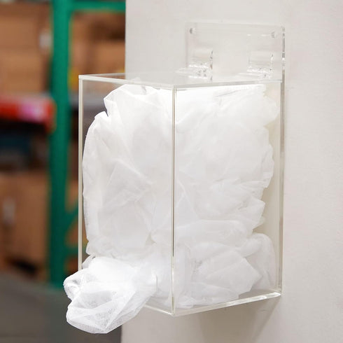 Okuna Outpost Acrylic Wall Mount Dispenser for Gloves, Shoe Covers, Hairnet Holder, Beard Nets Storage