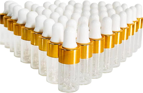 50PCS Transparent Sample Dropper Bottles, 3 ml Mini Essential Oil Dropper Bottles with 2 Plastic Droppers