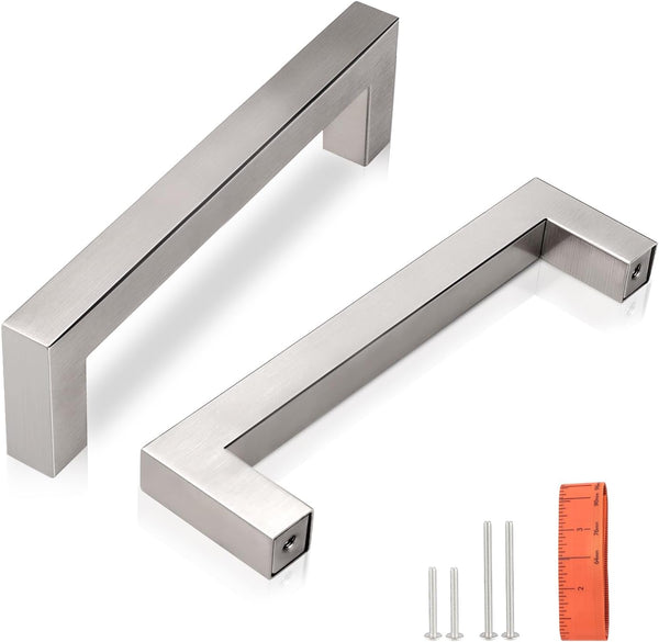 KNOBWELL 5 Pack 4 inch102mm Brushed Nickel Kitchen Cabinet, Stainless Steel Cupboard