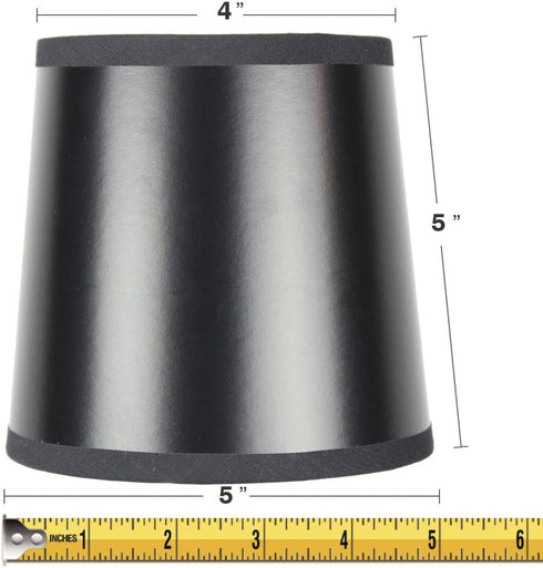 5x6x5 Black Parchment Gold-Lined Drum Chandelier Clip-On Lampshade - Perfect for chandeliers, foyer lights, and wall